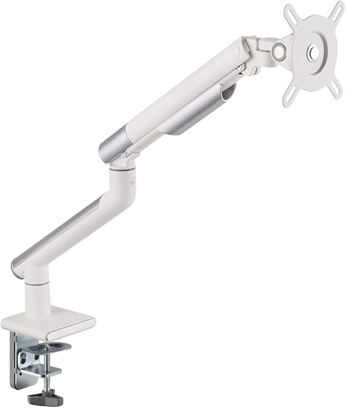 Twisted Minds Premium Aluminum Adjustable Single Monitor Desk Mount for 17 to 32 inch Computer Monitor, White