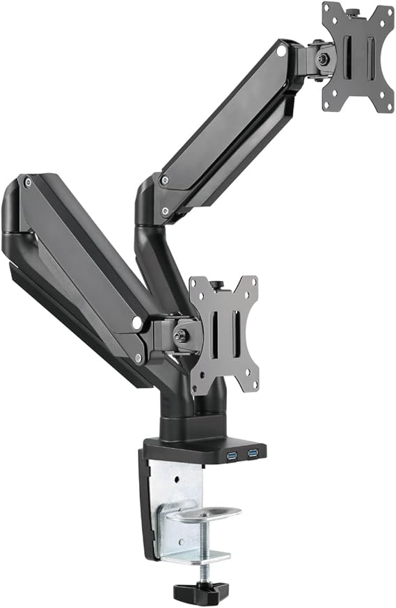 Twisted Minds Dual 17"-32" Monitor Arm Aluminum Desk Mount Fits Two Monitor Full Motion Adjustable With Usb 3.0- Vesa/C-Clamp/Grommet/Cable Management