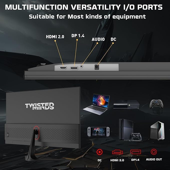 Twisted Minds 32-Inch Monitor, UHD 4K View, Resolution 3840 * 2160, 155Hz Refresh Rate, 16:9 Aspect Ratio, 1ms Response Time, Blur-Free Gaming, Typical Brightness of 400cd/m², HDMI 2.0 Black - Desert Games