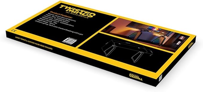 Twisted Minds Infinity Gaming Desk with LED Lights, Computer Desk with Futuristic Design, Gamer Home Office Computer Desk Table - Desert Games