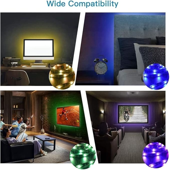 Twisted Minds Gaming Monitor /TV RGB LED Strip, USB Powered Light, Works with Remote-16 million colors RGB Led Strip with 36000 hrs. life span-2 Meters | TM-LED-2M - Desert Games