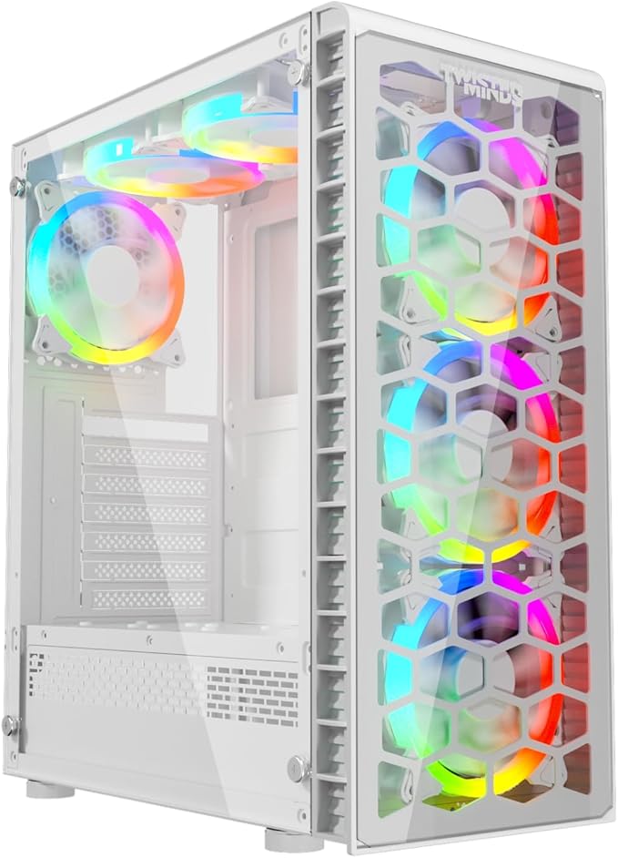 Twisted Minds Killstreak ATX Mid Tower Gaming Computer Case for PC, Front & Rear 12CM ARGB fans with Dust Filter, USB 3.0, Type C - Sync with Motherboard, Tempered Glass Side Panel