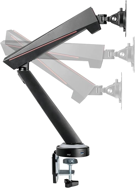 Twisted Mind Single RGB Monitor Mount, Spring-Assisted, Pro Gaming Monitor, Arm With Usb | LDT39-C012U