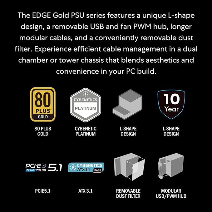 Lian Li EDGE 1000W 80 PLUS Platinum Full Modular ATX Power Supply – Black