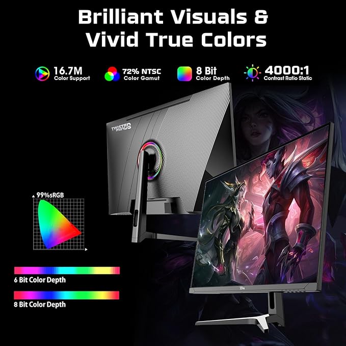 TWISTED MINDS TM32FHD180VA Blaze Series, Flat 31.5 Inch,1920x1080p FHD, VA Panel, 180Hz Refresh Rate, 1ms Response Time, Black Gaming Monitor - Desert Games
