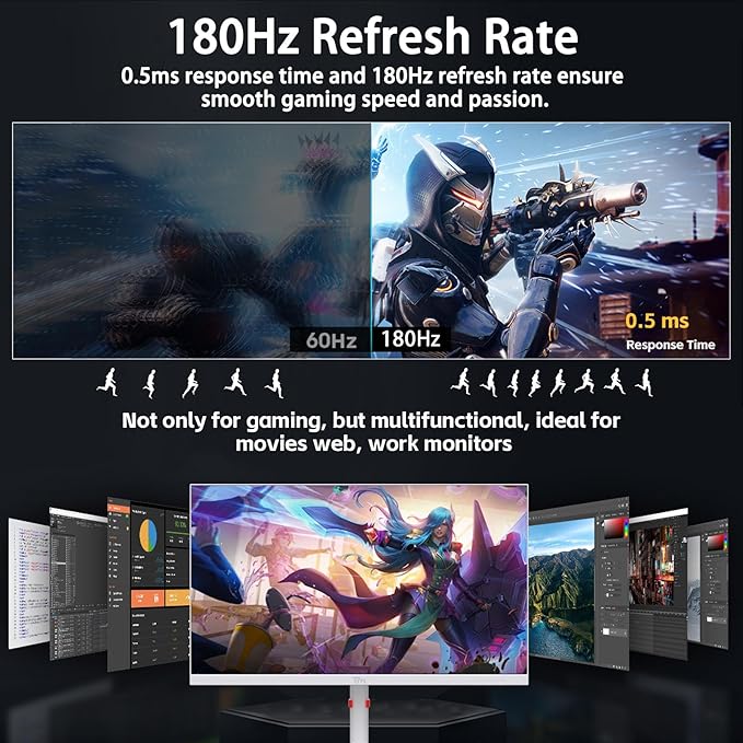 Twisted Minds TMA27FHD180IPS 27" FHD Gaming Monitor, 180Hz Fast IPS Panel, 1ms Response, HDR400 Ready, FreeSync, HDMI 2.1 & DP 1.4, Adjustable Stand, PS5 Compatible - Desert Games