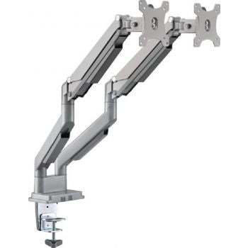 Gadgeton GGO-2069 Gas Spring Aluminum Dual Monitor Arm, Stand And Mount For Gaming And Office Use, Silver
