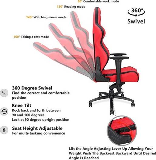 Anda Seat AD4XL-05-RB-PV Spirit King Series Gaming Chair - Red & Black