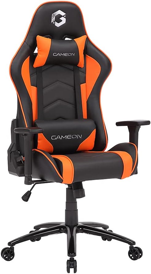 GAMEON Gaming Chair, 3D, Backrest, Head Pillow, Lumbar - Black/Orange
