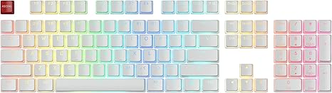 Glorious Aura V1 Pudding Keycaps - Double Shot PBT Translucent for Mechanical Keyboards- White G-104-WAURA - Desert Games