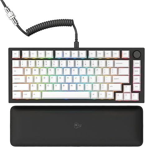 Glorious GMMK PRO 75% Modular Mechanical Gaming Keyboard TKL, Fox Switches, Coiled Cable, Wrist Rest, PBT Keycaps - Black GLO-GMMK-P75-FOX-B