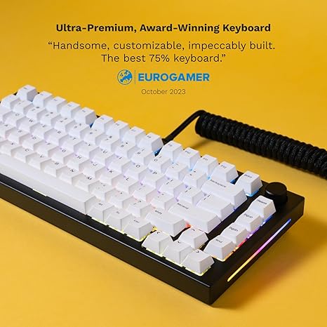 Glorious GMMK PRO 75% Modular Mechanical Gaming Keyboard TKL, Fox Switches, Coiled Cable, Wrist Rest, PBT Keycaps - Black GLO-GMMK-P75-FOX-B