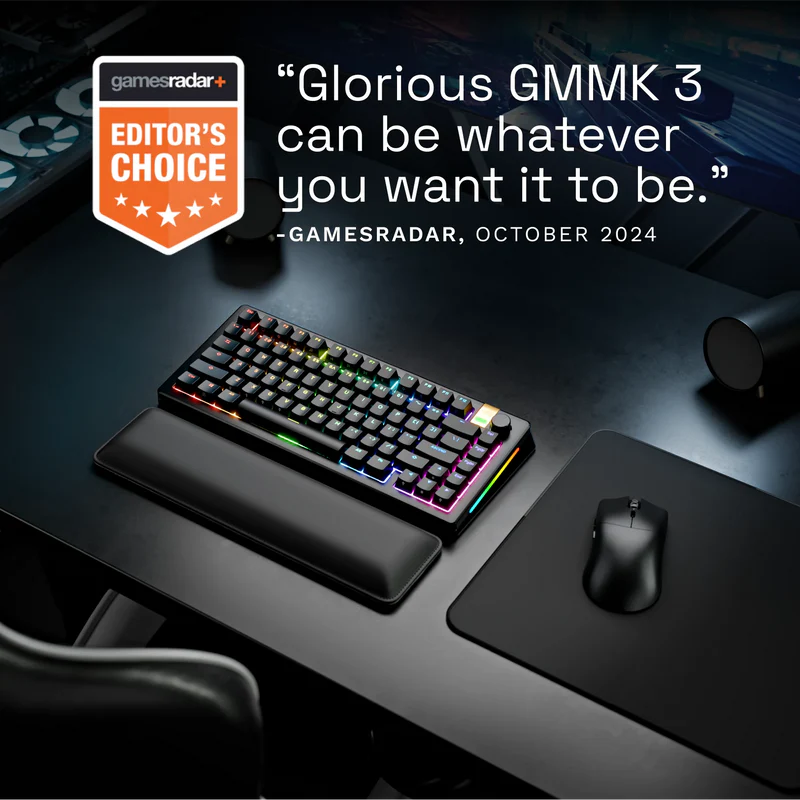 Glorious GMMK 3 PRO HE Prebuilt Wireless Keyboard - Black GMMK3-PRO-75-PB-HE-WL-BLK-US