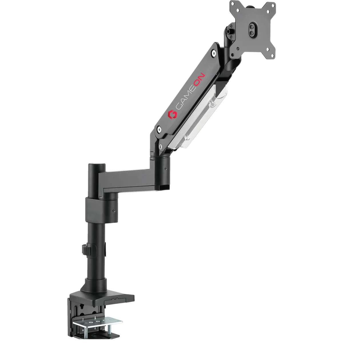 GAMEON GO-2083 Pole-Mounted Aluminum Heavy-Duty Spring-Assisted Single Monitor Arm - Black