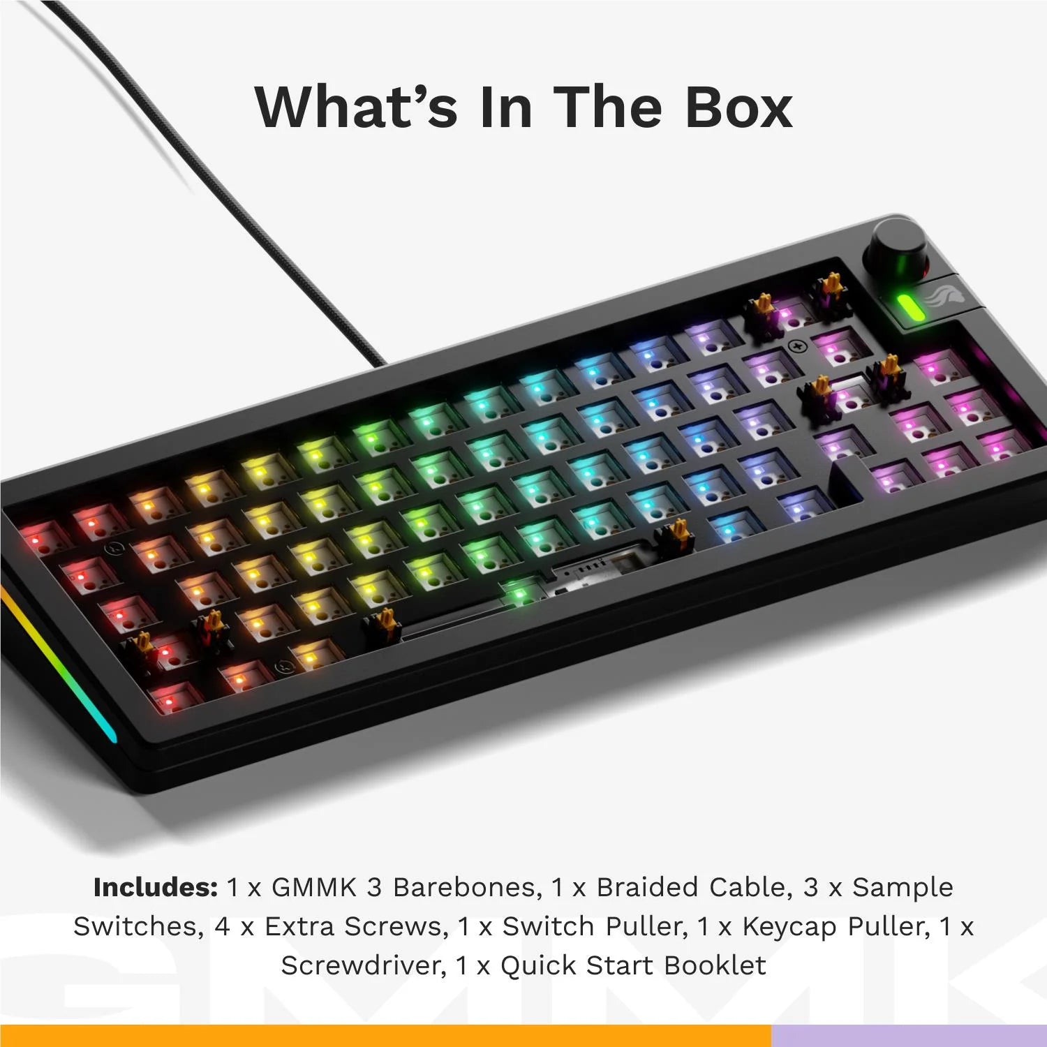 Glorious GMMK 3 65% Barebones Wired Gaming Keyboard - Black GMMK3-65-BB-W-BLK-US - Desert Games