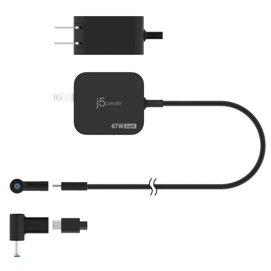 J5 Create 67W GaN PD USB-C® Mini Charger with 4.5 mm DC Converter