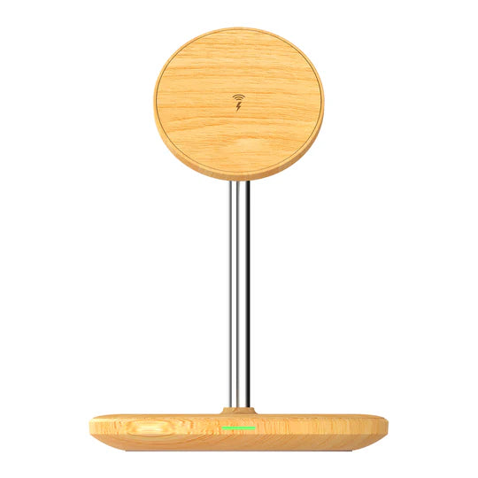J5 Create Wood Grain 2-in-1 Magnetic Wireless Charging Stand