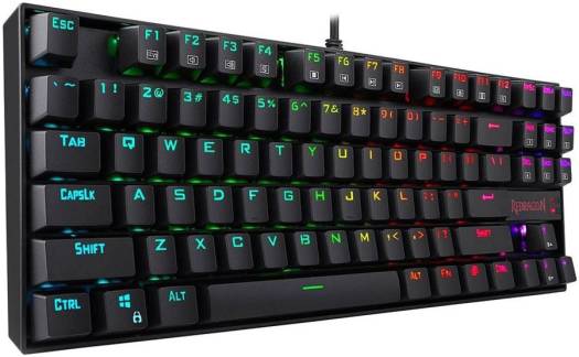Redragon K552-RGB-2 Wired TKL 75% Mechanical Gaming Keyboard, Outemu Blue Switches, Metal + ABS Construction, Black K552RGB-2