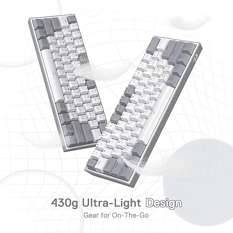 Redragon K617 Fizz 60% Wired RGB Gaming Keyboard - White and Grey - Desert Games