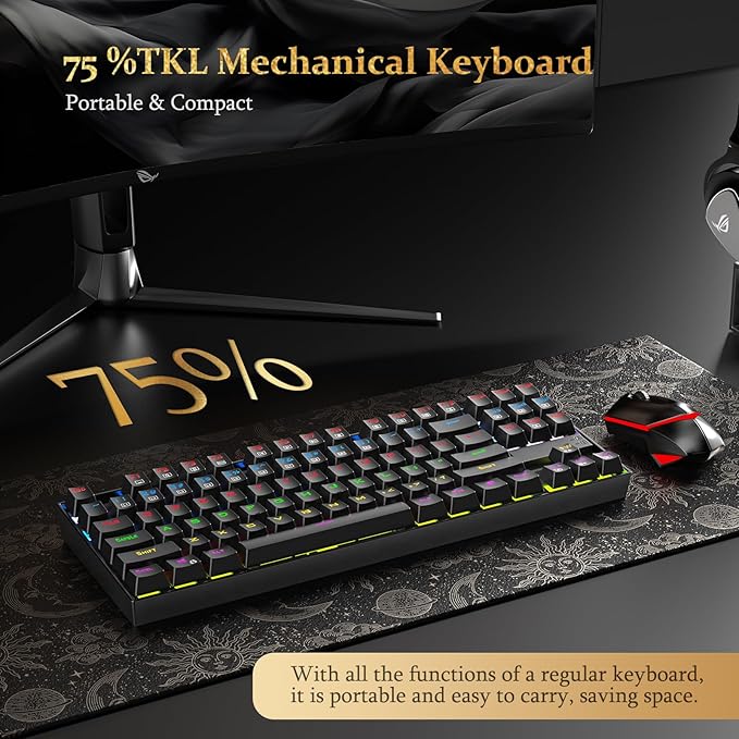Redragon K552 Mechanical Gaming Keyboard, 87-Key Compact, LED Gaming Keyboard with Red Switches - Black