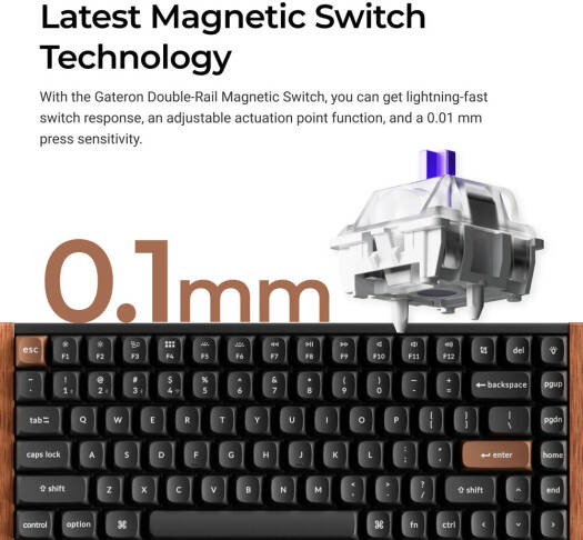 Keychron K2 HE Wireless Magnetic Switch Custom Keyboard, Black K2H-F1-AR