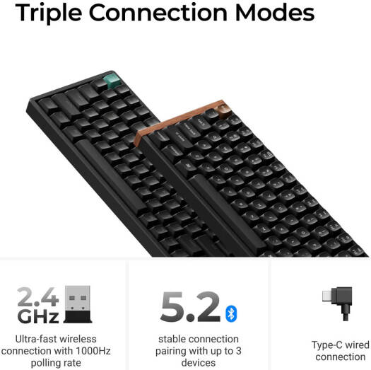 Keychron K2 HE Wireless Magnetic Switch Custom Keyboard, English-Arabic Layout - Black K2H-J1-AR