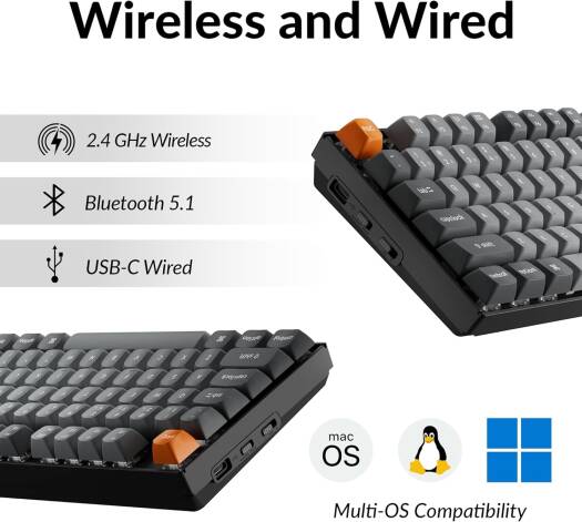 Keychron K8 Max QMK Wireless Mechanical Keyboard, English-Arabic Layout, Red Switch - Black  K8M-J1-AR