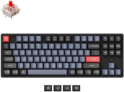 Keychron K8 Pro Wireless Custom Mechanical Keyboard, Red Switch K8P-J1-AR
