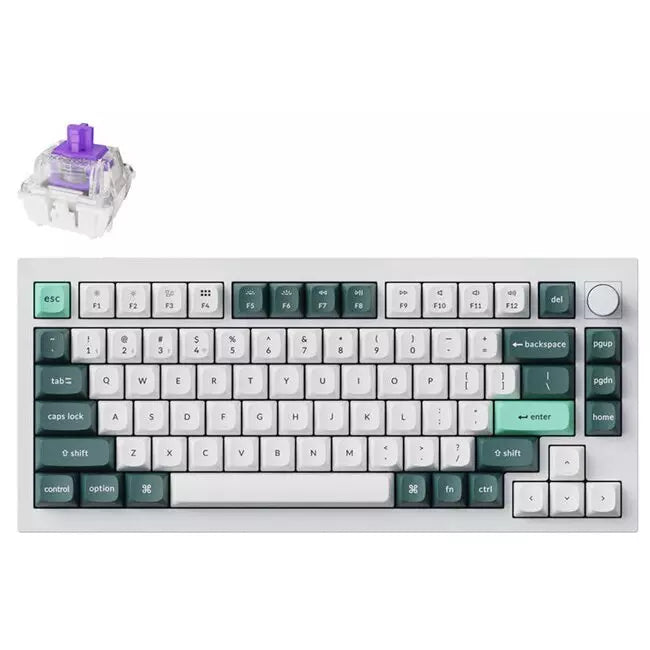 Keychron Q1 HE QMK Wireless Custom 75% Mechanical Keyboard - White Q1H-P1-AR
