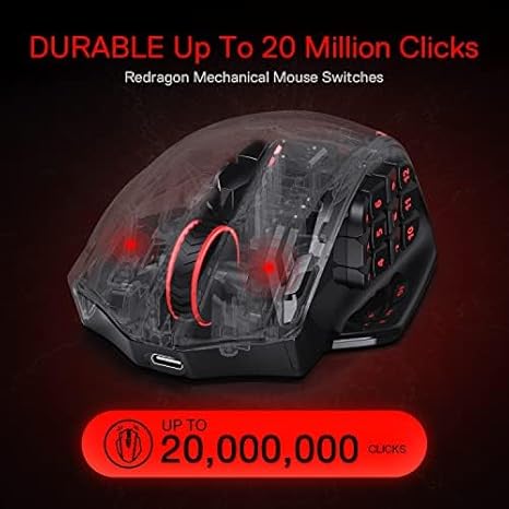 Redragon M913 Impact Elite Wireless Gaming Mouse, 16000 DPI Wired/Wireless RGB Mouse
