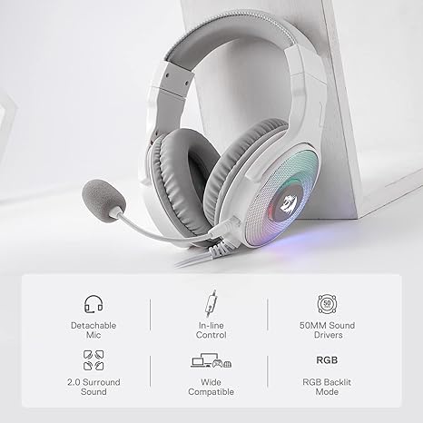 Redragon Pandora  H350 RGB Wired Gaming Headset - White