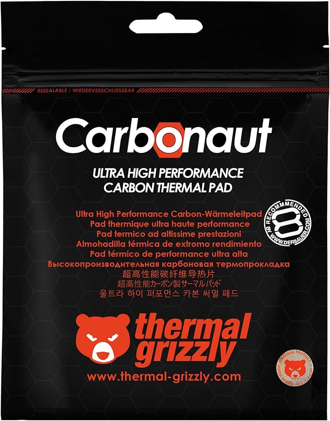 Thermal Grizzly Carbonaut (25x25x0,2mm) - for AMD Threadripper CPUs - Carbon Thermal Pad for Maximum Thermal Conductivity - Reusable and Adaptable Surface - Desert Games