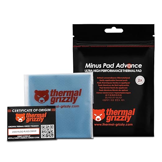 Thermal Grizzly Minus Pad Advance – 2-Pack Thermal Interface Pad, 100x100x2.0mm TG-MP-A-100-100-20-2 - Desert Games