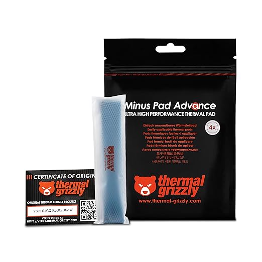 Thermal Grizzly Minus Pad Advance – 4-Pack Thermal Interface Pad, 120x20x2.0mm TG-MP-A-120-20-20-4 - Desert Games