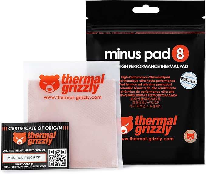 Thermal Grizzly - Minus Pad 8 (100x100x1.5mm) - Self-Adhesive Cooling Conductive Thermal Pad TG-MP-B-100-100-15-2 - Desert Games