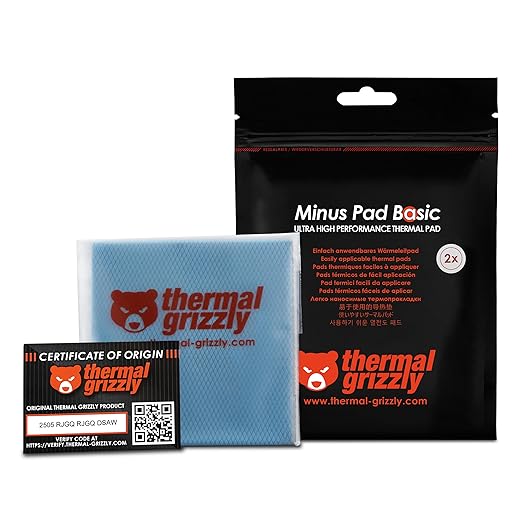 Thermal Grizzly Minus Pad Basic – 2-Pack Thermal Interface Pad, 100x100x2.0mm TG-MP-B-100-100-20-2 - Desert Games