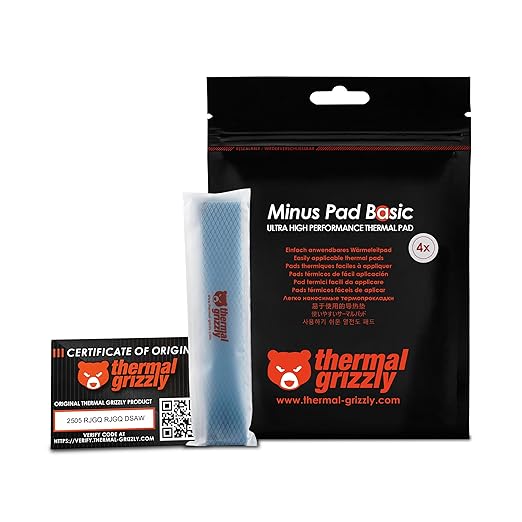 Thermal Grizzly Minus Pad Basic – 4-Pack Thermal Interface Pad, 120x20x0.5mm TG-MP-B-120-20-05-4 - Desert Games