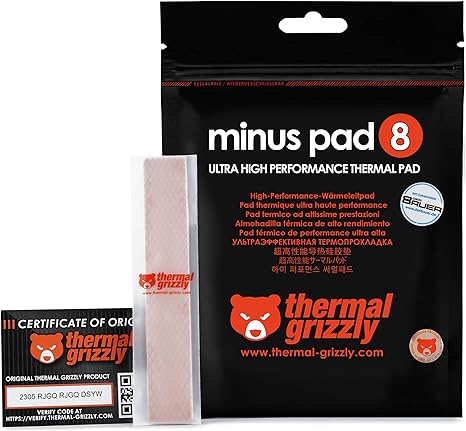 Thermal Grizzly - Minus Pad 8 (120x20x1,0mm) 2 Pieces- Self-Adhesive Cooling Conductive Thermal Pad TG-MP-P-120-20-10-2 - Desert Games