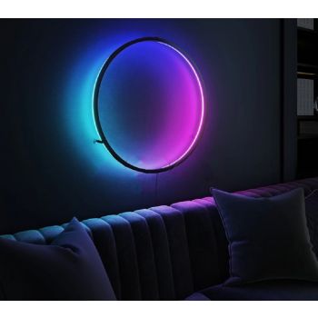 Gadgeton Modern Hollow Round RGB LED Wall Lamp with Remote Control - 745614