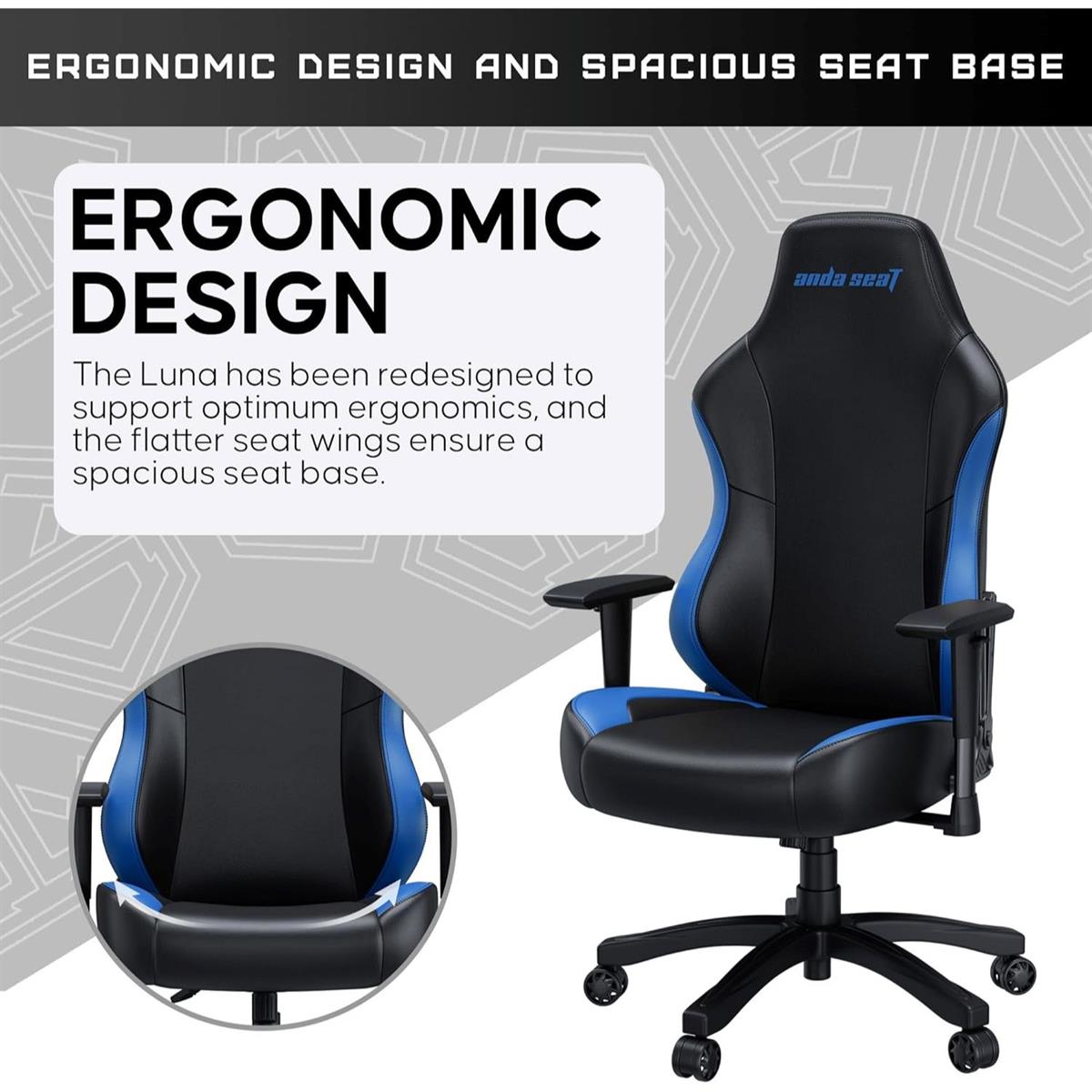 Anda Seat Luna Large Gaming Chair - Black / Blue