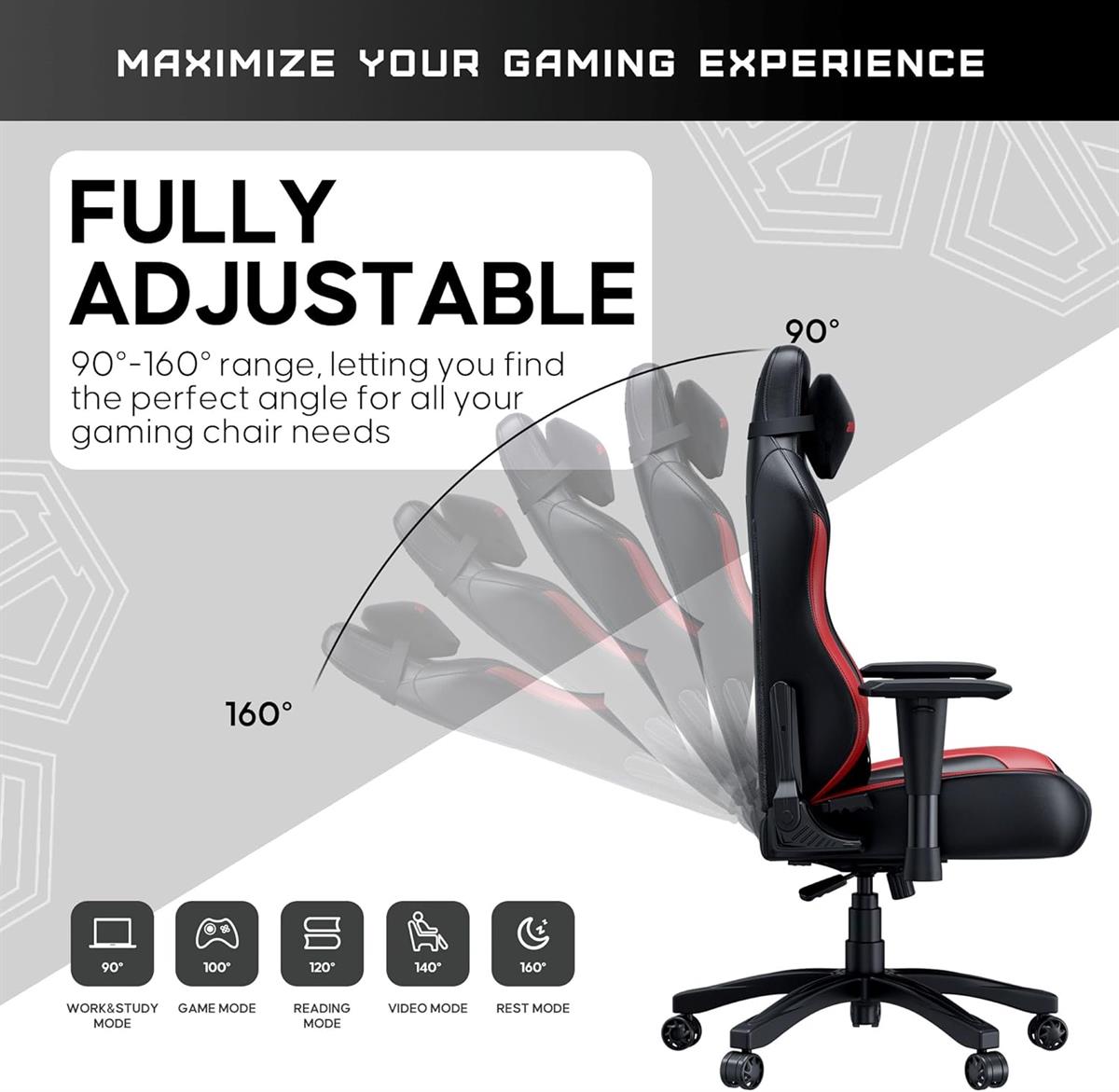 Anda Seat Luna Large Gaming Chair - Black / Red