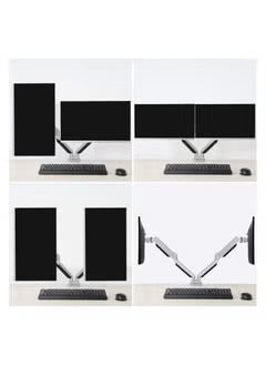 Gadgeton GGO-2076 Pole-Mounted Gas Spring Aluminum Dual Monitor Arm, Stand And Mount For Gaming And Office Use