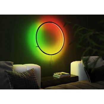 Gadgeton Modern Hollow Round RGB LED Wall Lamp with Remote Control - 745614
