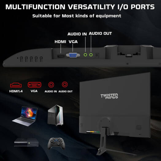 Twisted Minds 22" FHD Gaming Monitor, IPS Panel Technology, 1920 x 1080 Full HD Resolution, 100Hz Refresh Rate, 1ms, Speaker, HDMI 1.4 / VGA / Audio / DC, Black | TM22FHD100IPS - Desert Games